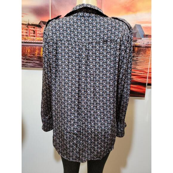 Reiss Navy/Red Lola Printed Shirt Women's US SIZE 10 NEW $260.00 #X - Picture 8 of 14